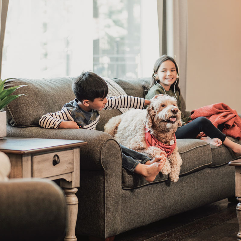 family spending time indoors