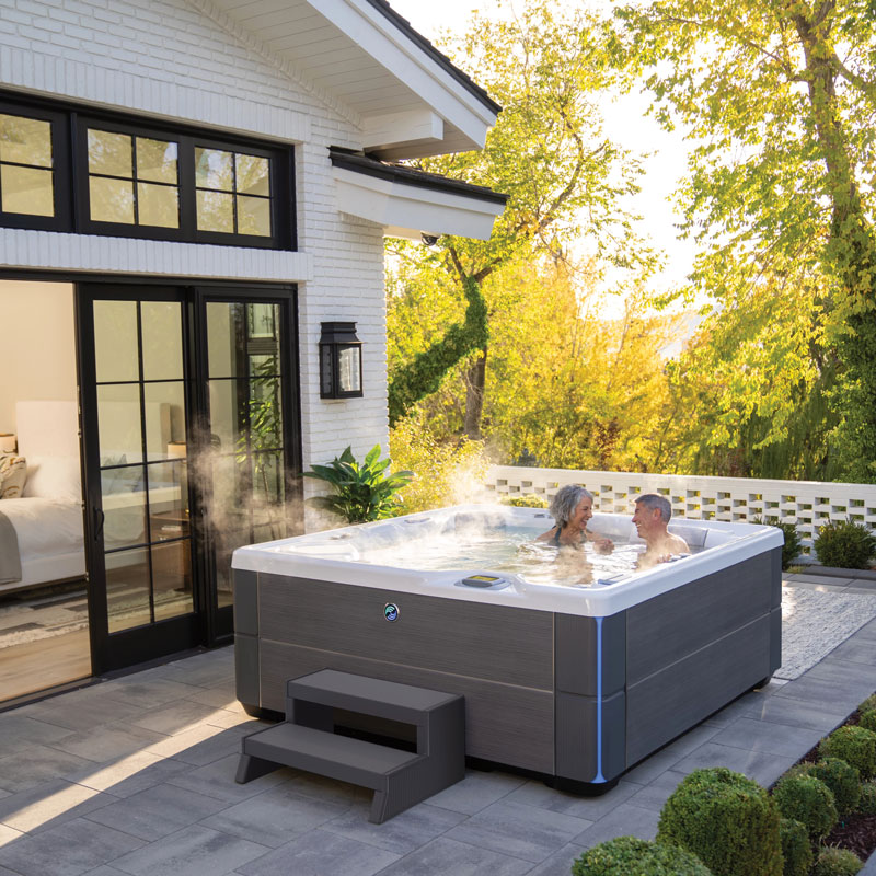 senior couple in hot tub